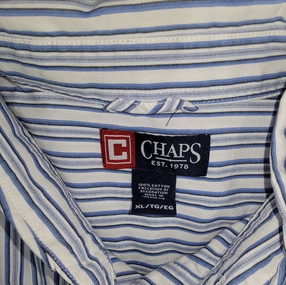 Chaps Blue and White Casual Button Down Shirt - Picture 3 of 4